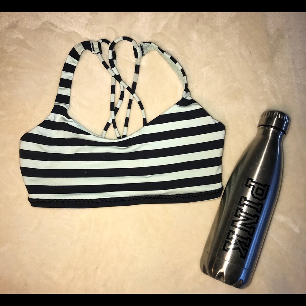Lululemon Mint & Black stripped sports bra.