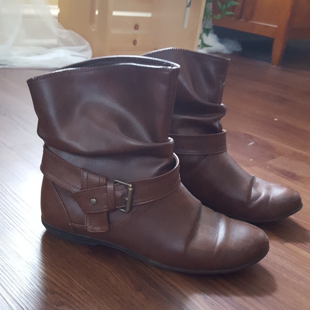 Brown leather boots