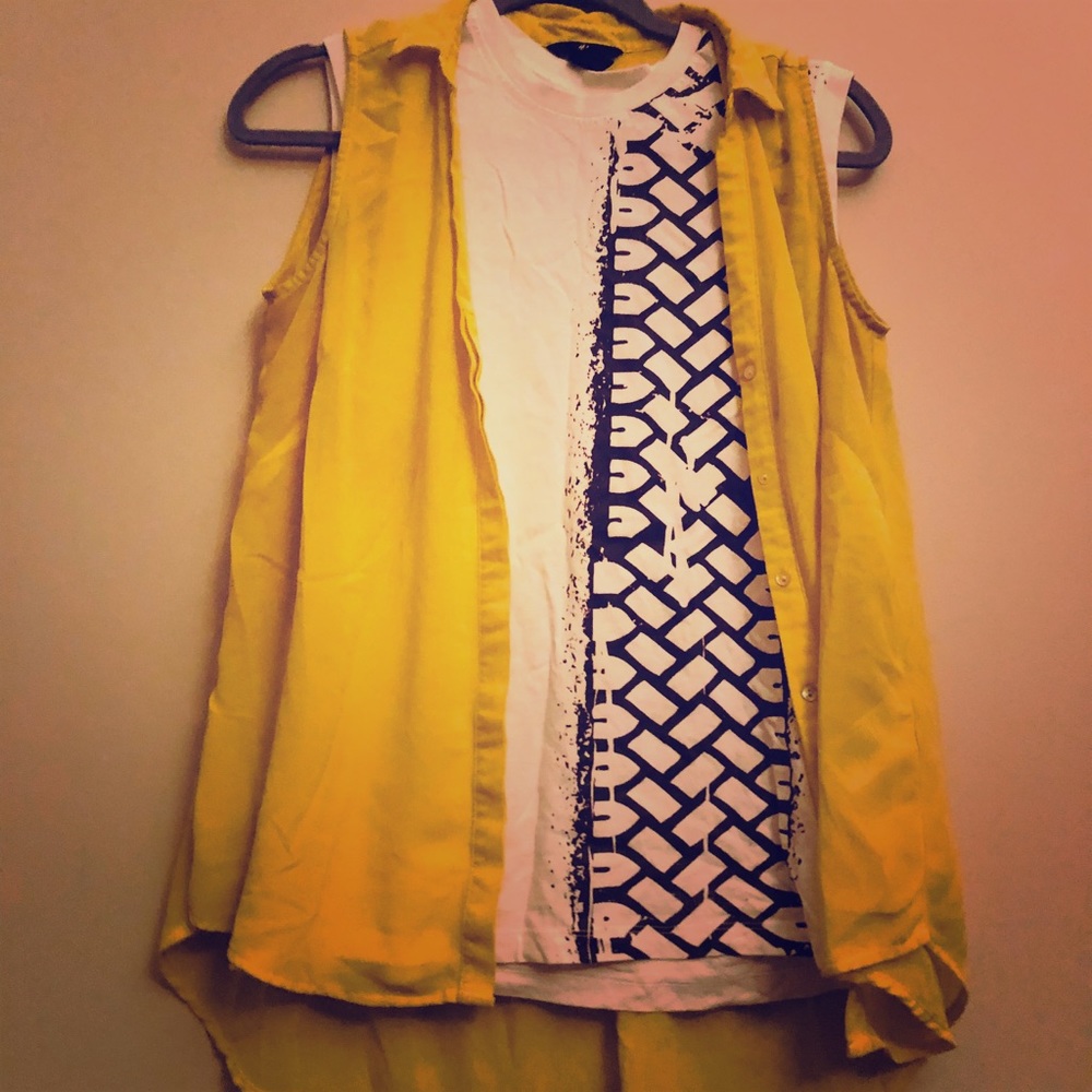 2 pair of blouses: Yellow and Checkered white