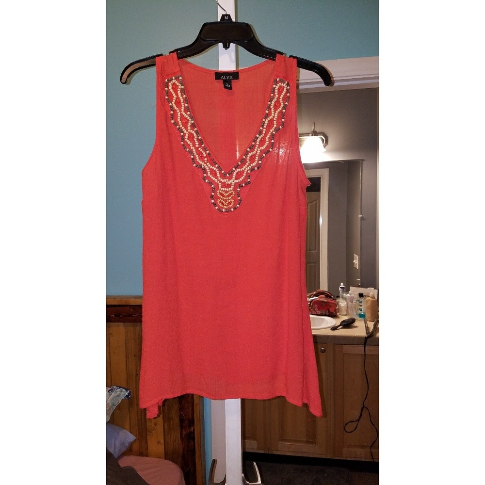 Orange beaded tank top