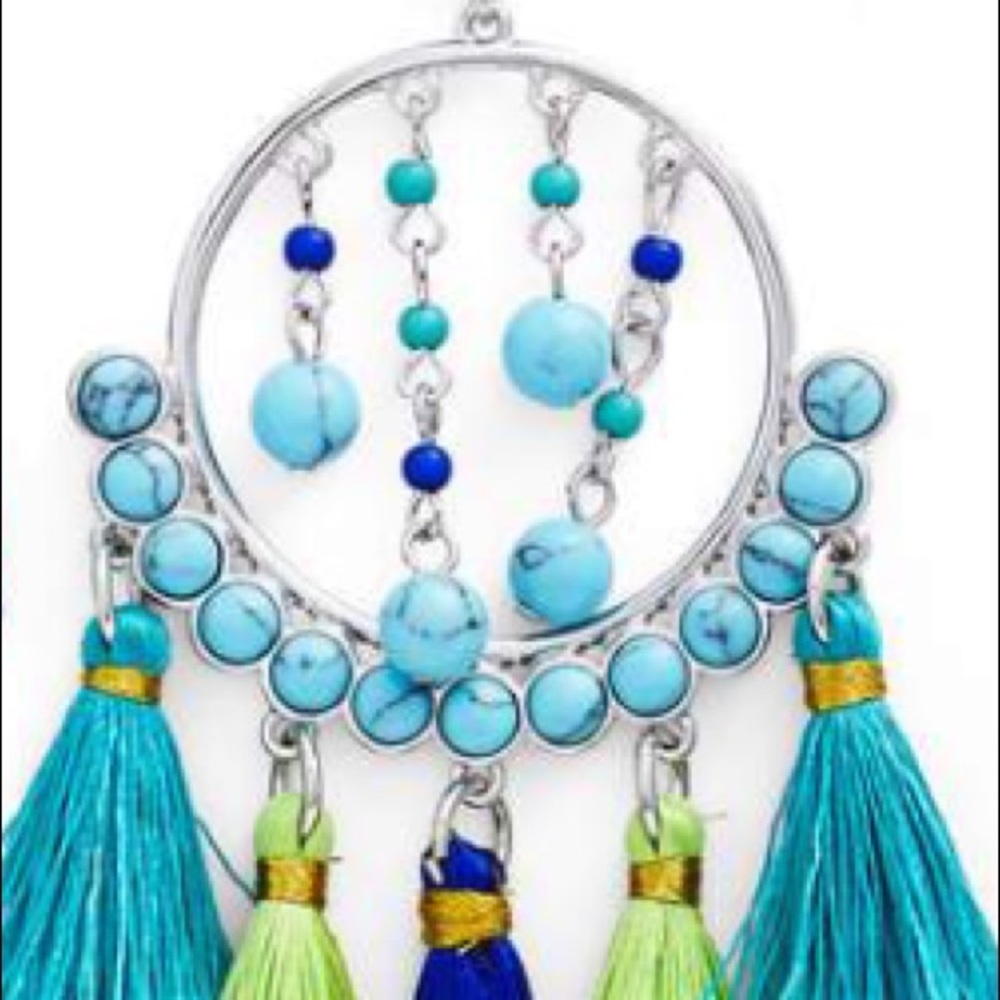 rebecca minkoff // bead/tassel chandelier earrings - Picture 3 of 3