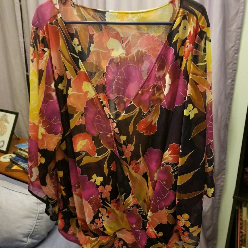 Multiple colored side tie blouse