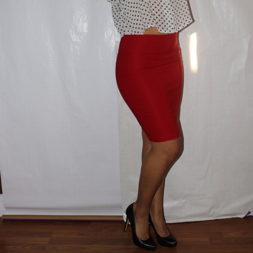 Form Fitting Sexy Red High Waist Skirt