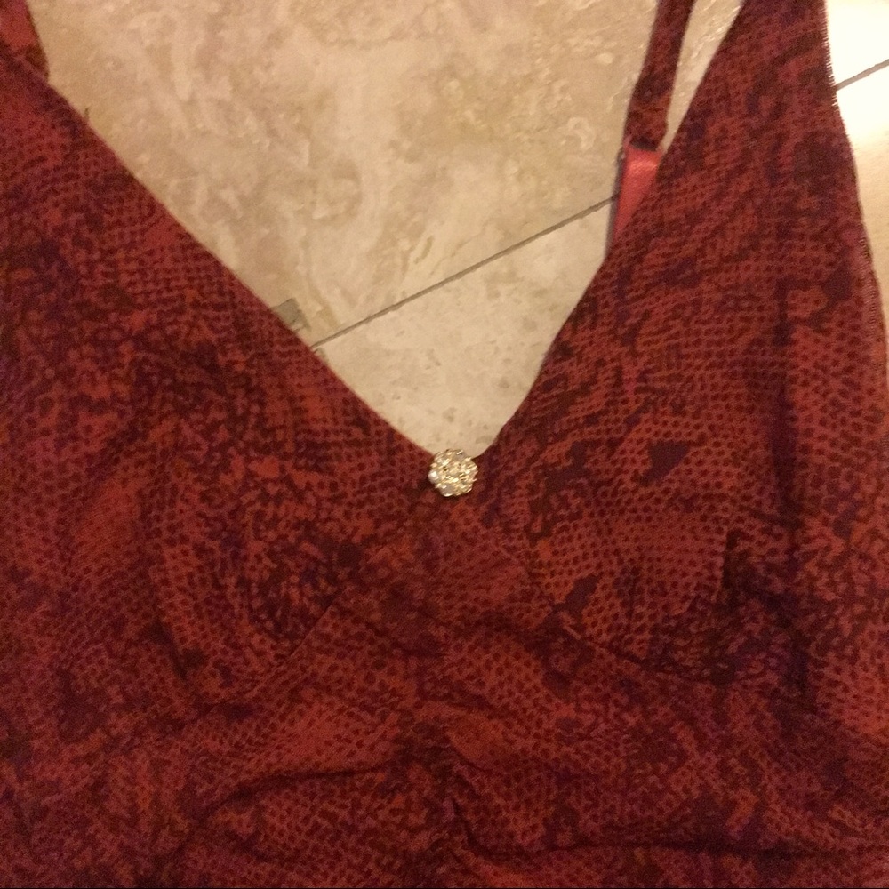 Express Rust Orange Snake Print Top - image 2