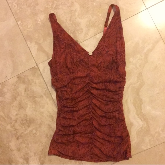 Express Rust Orange Snake Print Top - Picture 1 of 4