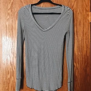 AE Black/White Striped Scoop Neck Thermal