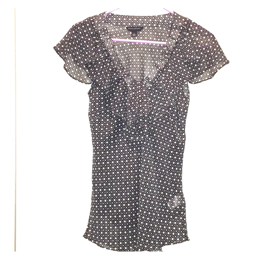 Banana Republic Black, White and Gray Blouse