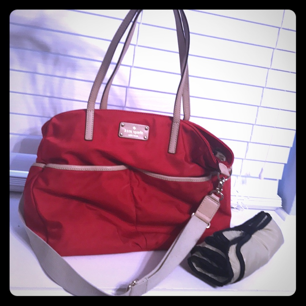 Red Kate spade diaper bag