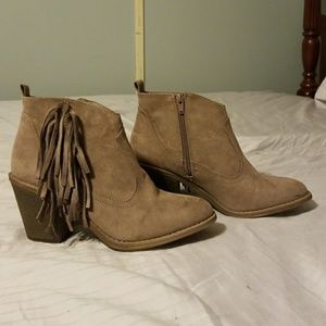 Faux suede booties