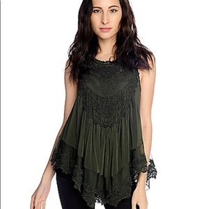 Crochet and mesh babydoll blouse. Boho.