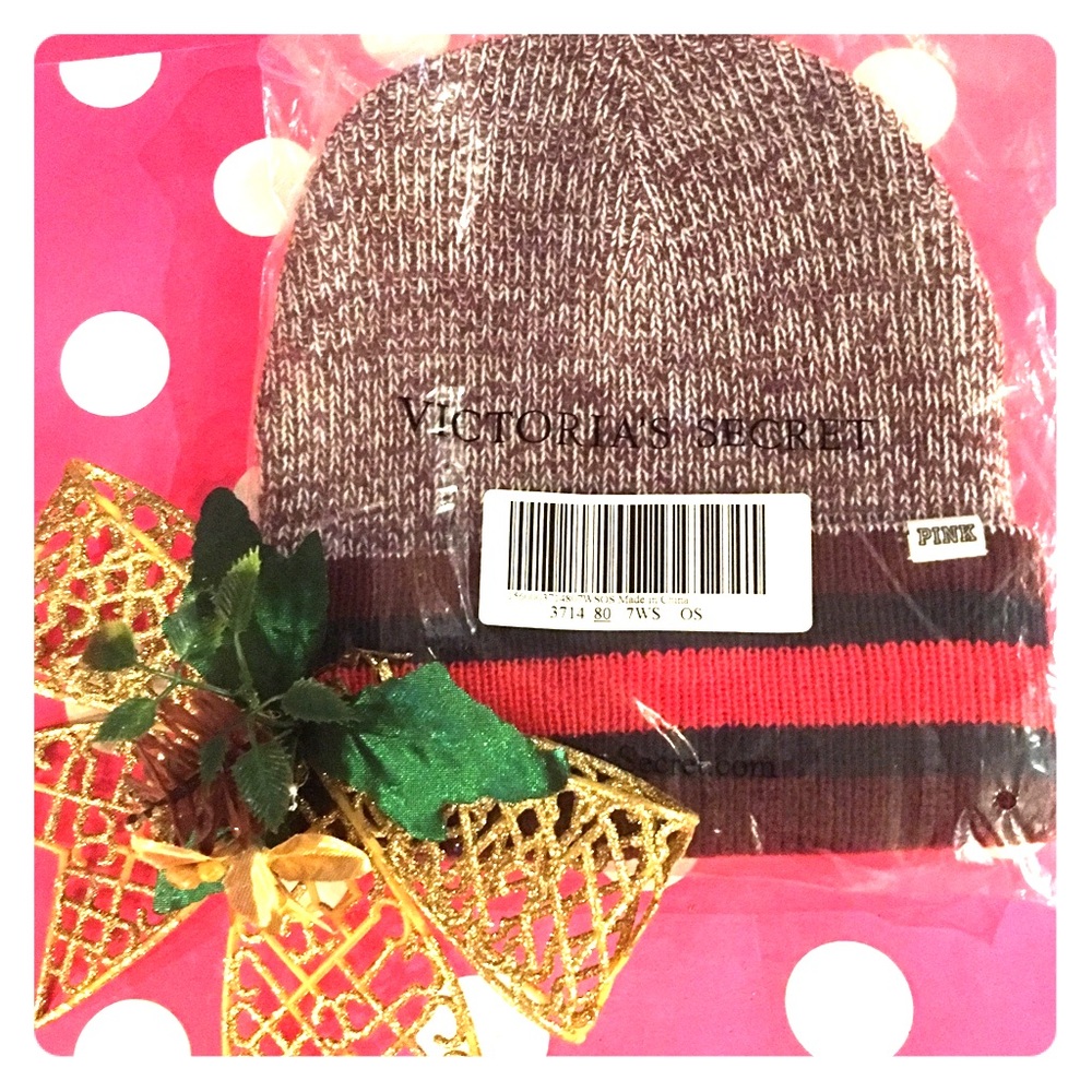 Victoria secret pink burgundy beanie