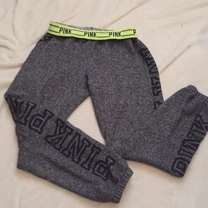 Heather Gray Sweatpants with Lime green waistband