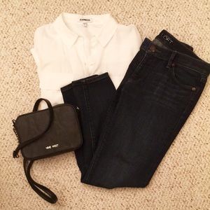 LOFT modern skinny ankle jeans in dark wash