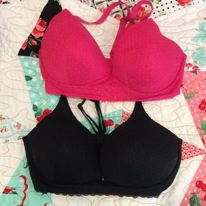 (2) Pink and Black  Victoria's Secret bra