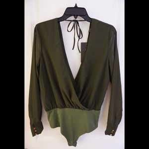 BRAND NEW Olive Deep V Bodysuit