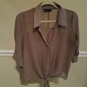 Brown short sleeve blouse