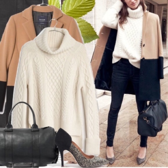 NWOT Madewell Camel & Black Streetcar Coat - Picture 2 of 8