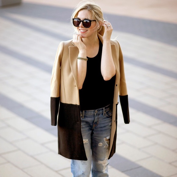 NWOT Madewell Camel & Black Streetcar Coat - Picture 5 of 8