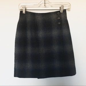 RALPH LAUREN 100% Lambs Wool Plaid Button Skirt