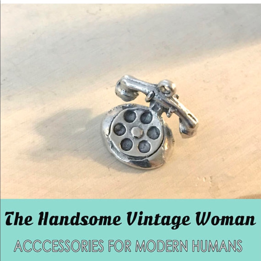 Sterling Silver Rotary Phone Charm, Vintage Phone
