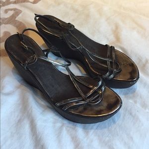 Stuart Weitzman bronzed platform sandals