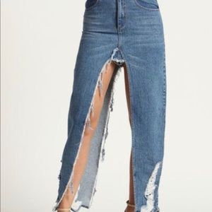 High-Low Denim Skirt