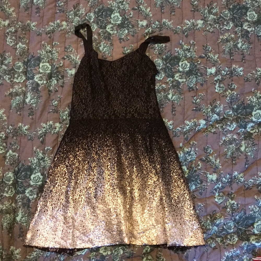 Sparkly black silver ombré Free People party dress