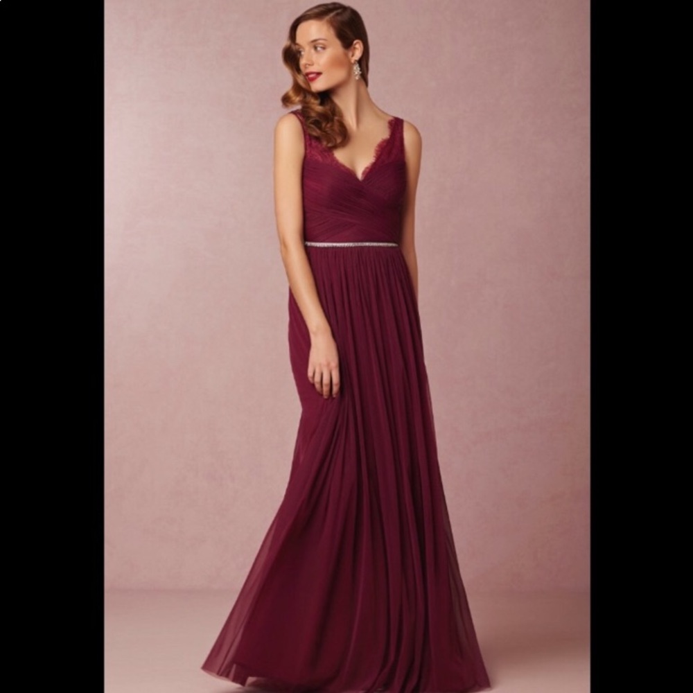 BHLDN Fleur Dress in black cherry, size 8