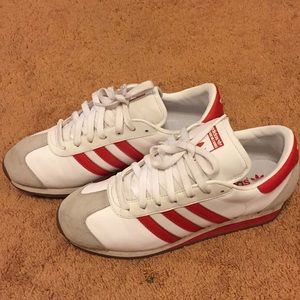 Adidas red &white shoes