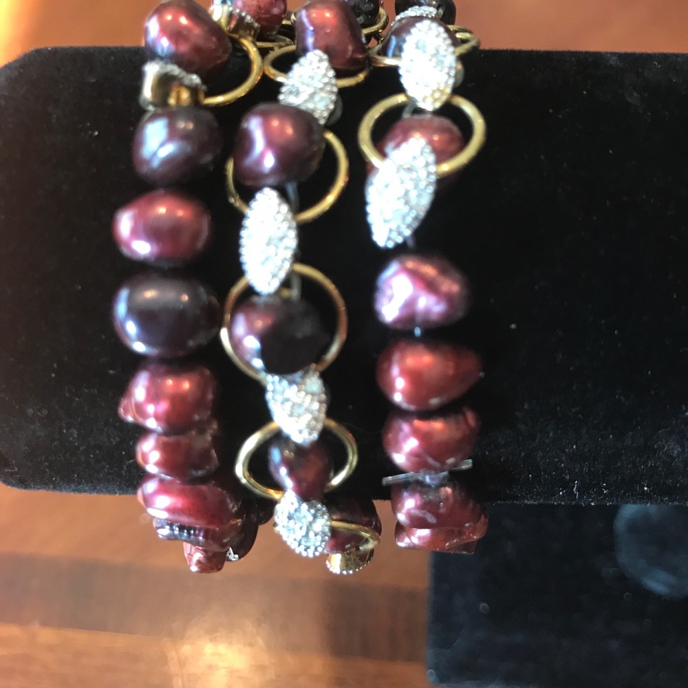 Real water pearl bracelet   Set of 3