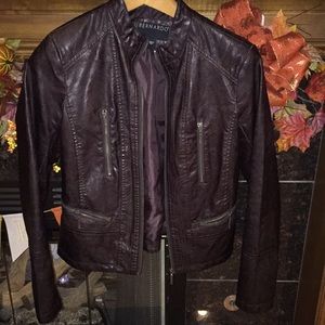 Bernardo brown leather jacket size small