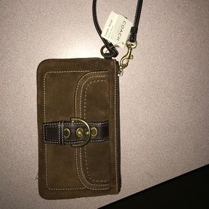 Coach brown wristlet
