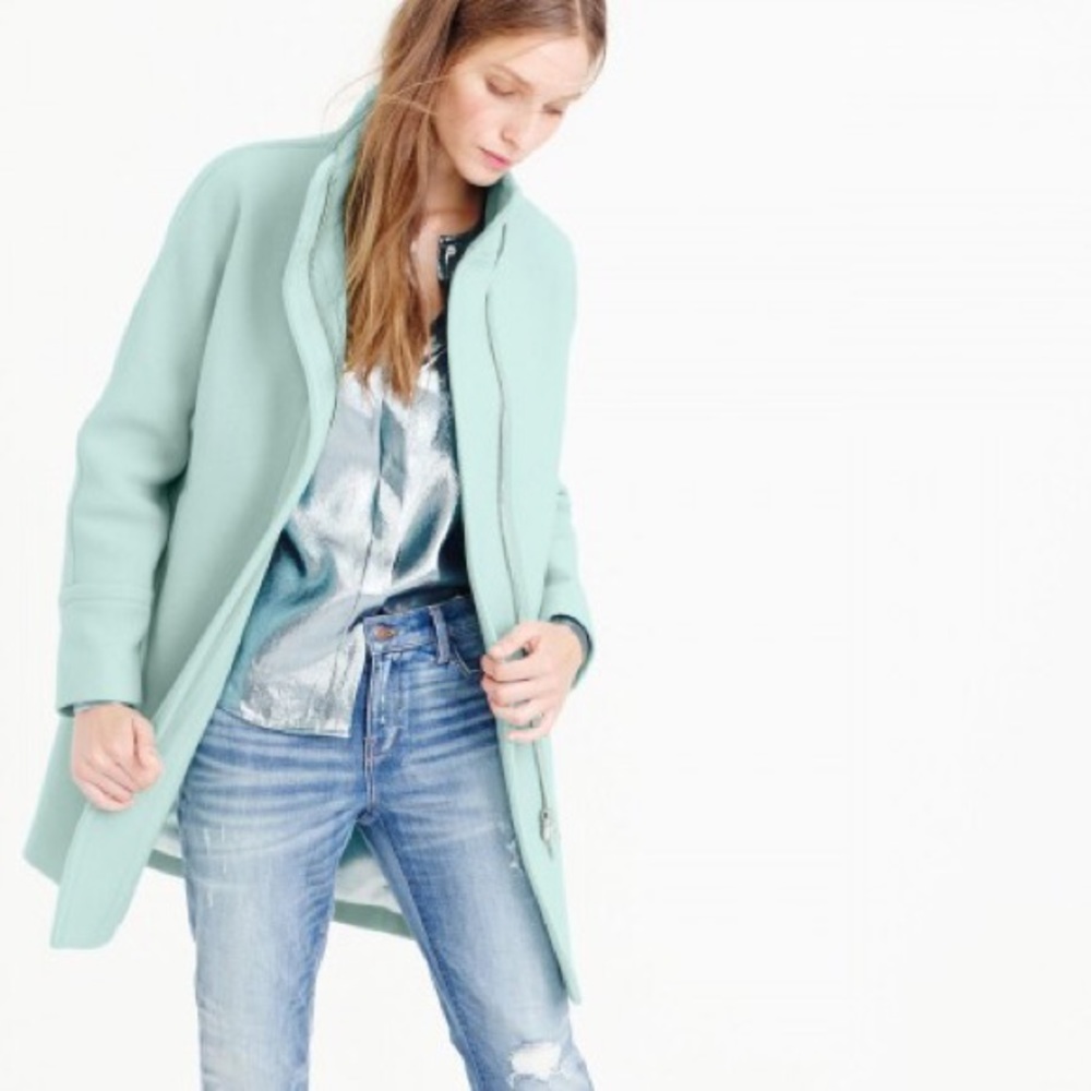 Jcrew Stadium Cloth Cocoon Coat in Mint
