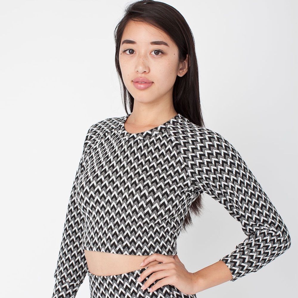 American Apparel Crop Raglan Jacquard Sweater