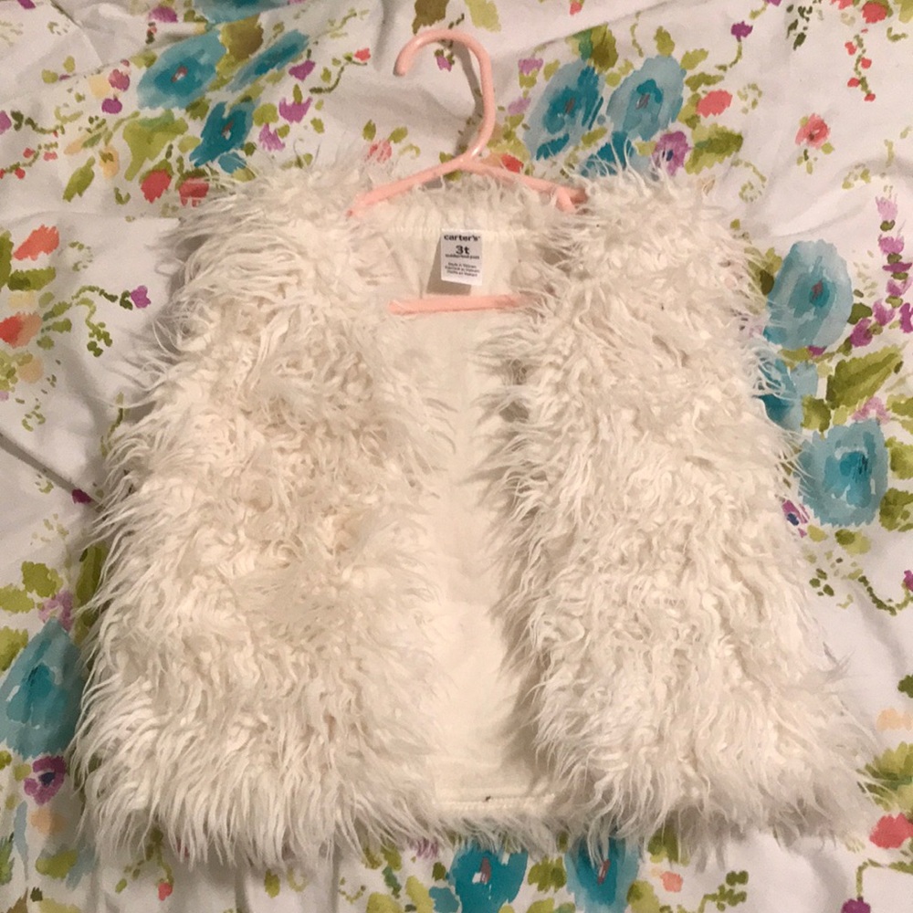 Toddler Girls Sz 3T Ivory Furry Vest!!