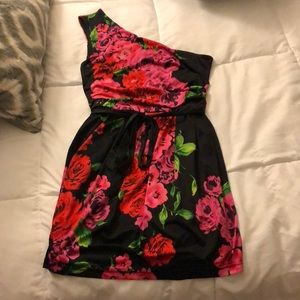 One shoulder floral dress