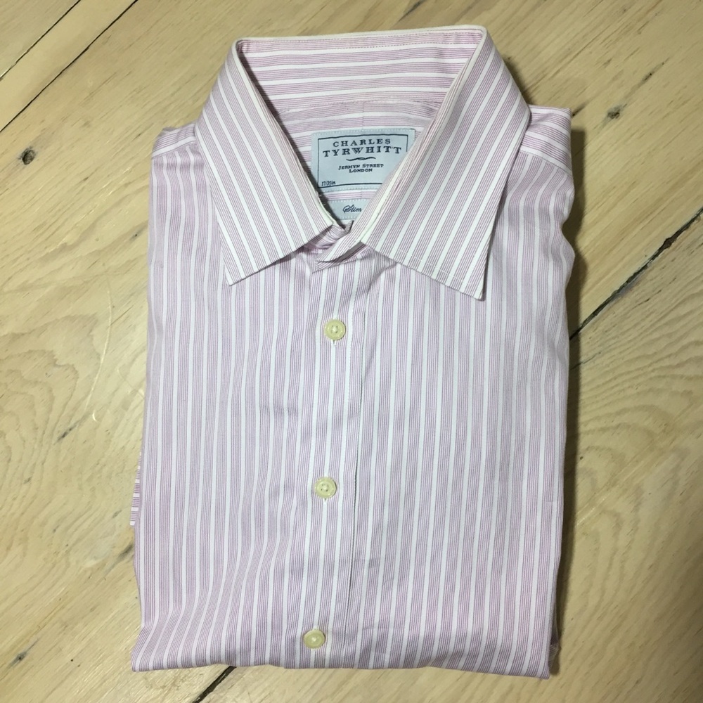 Charles Tyrwhitt Maroon Multistripe Dress Shirt