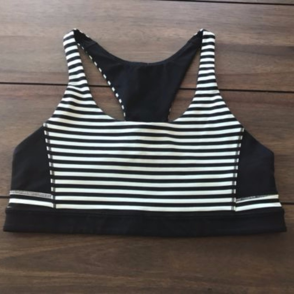 Lululemon Athletica Mint/Black Stripe Sports Bra