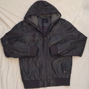 Men's Dark Gray Leather Type Jacket