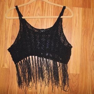 Black Knitted Crop Top