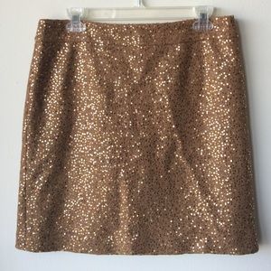 Gold Sequin LOFT Skirt Party Holiday