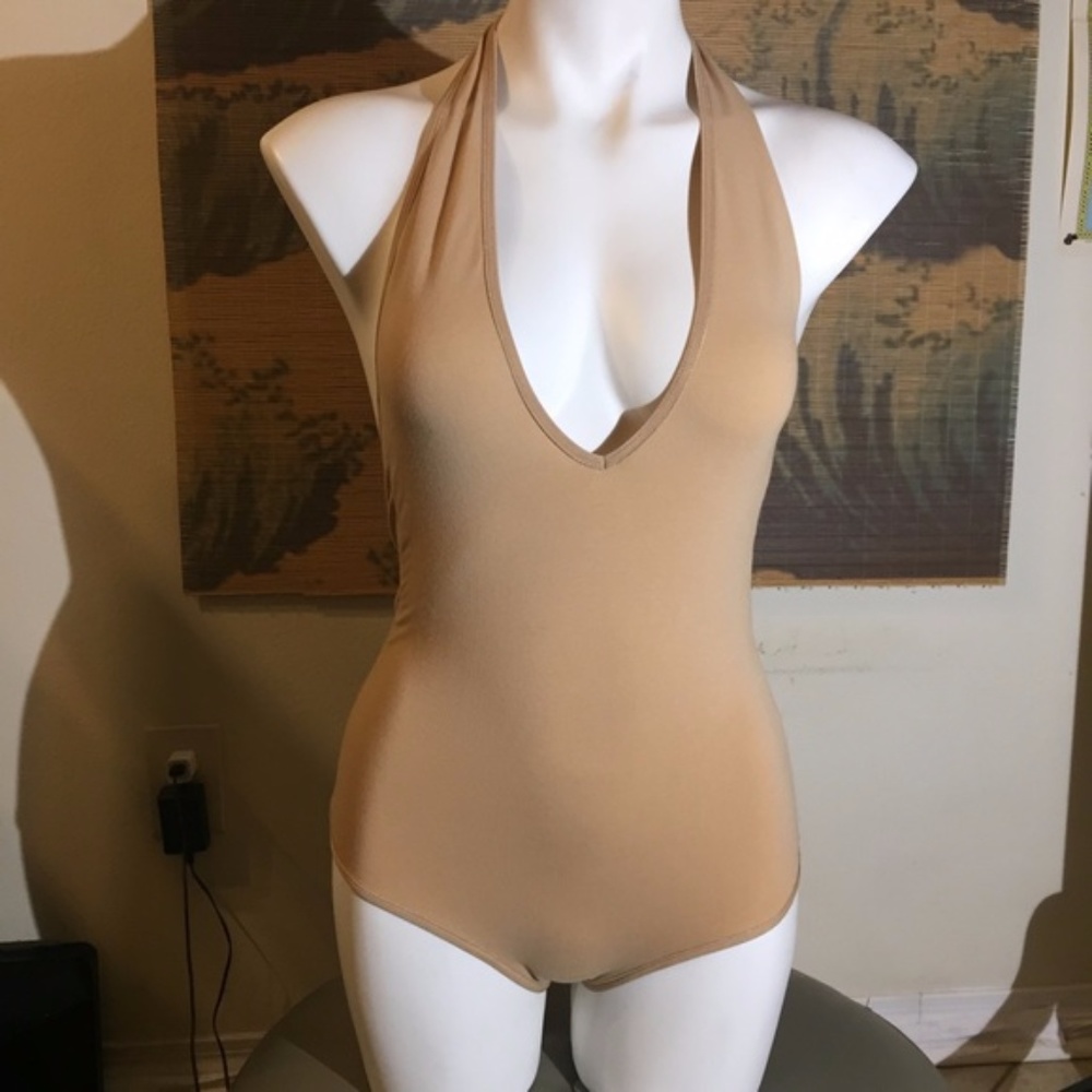 American Apparel M Cotton Spandex Halter One-Piece