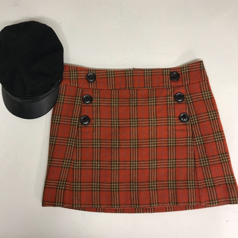 Orange checkered school girl skirt