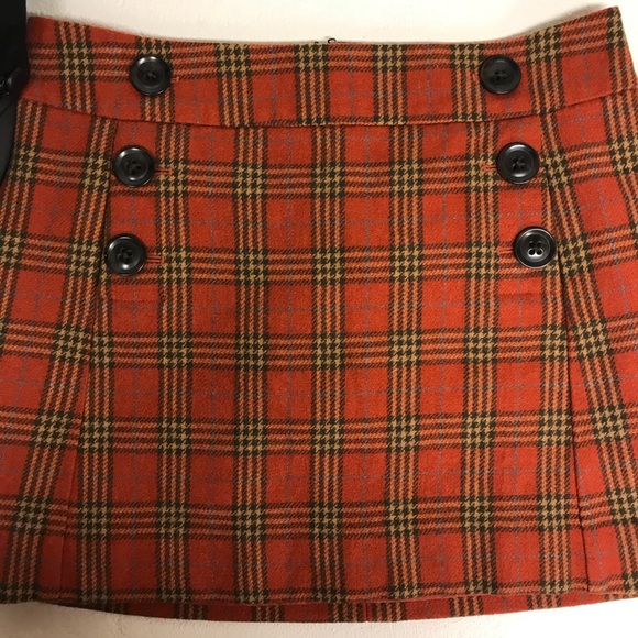 Orange checkered school girl skirt - Picture 2 of 4