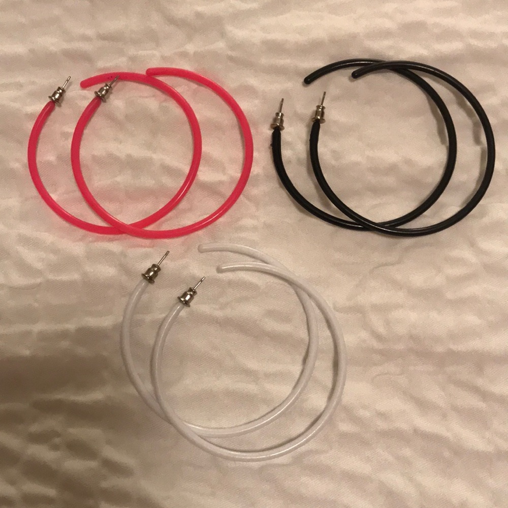 Set of three hoop earrings