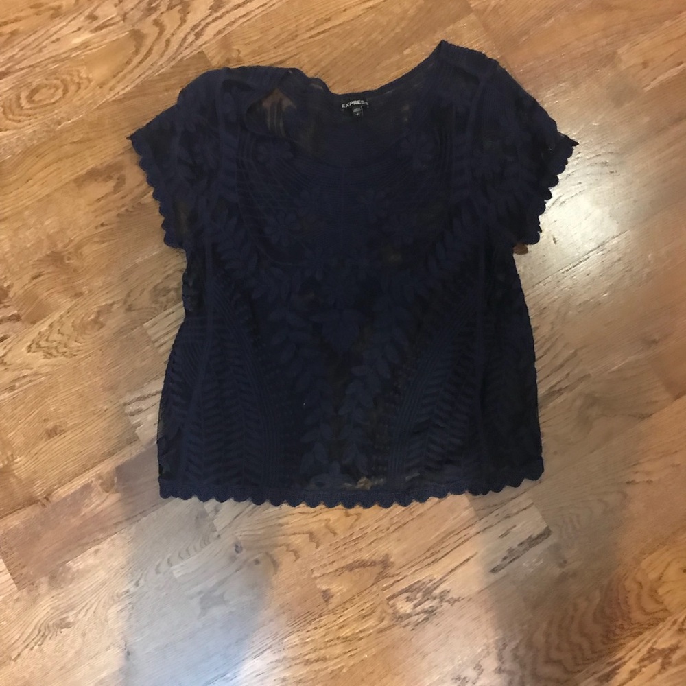 Navy Lace Top