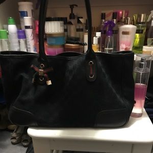 Authentic Gucci black canvas monogram tote