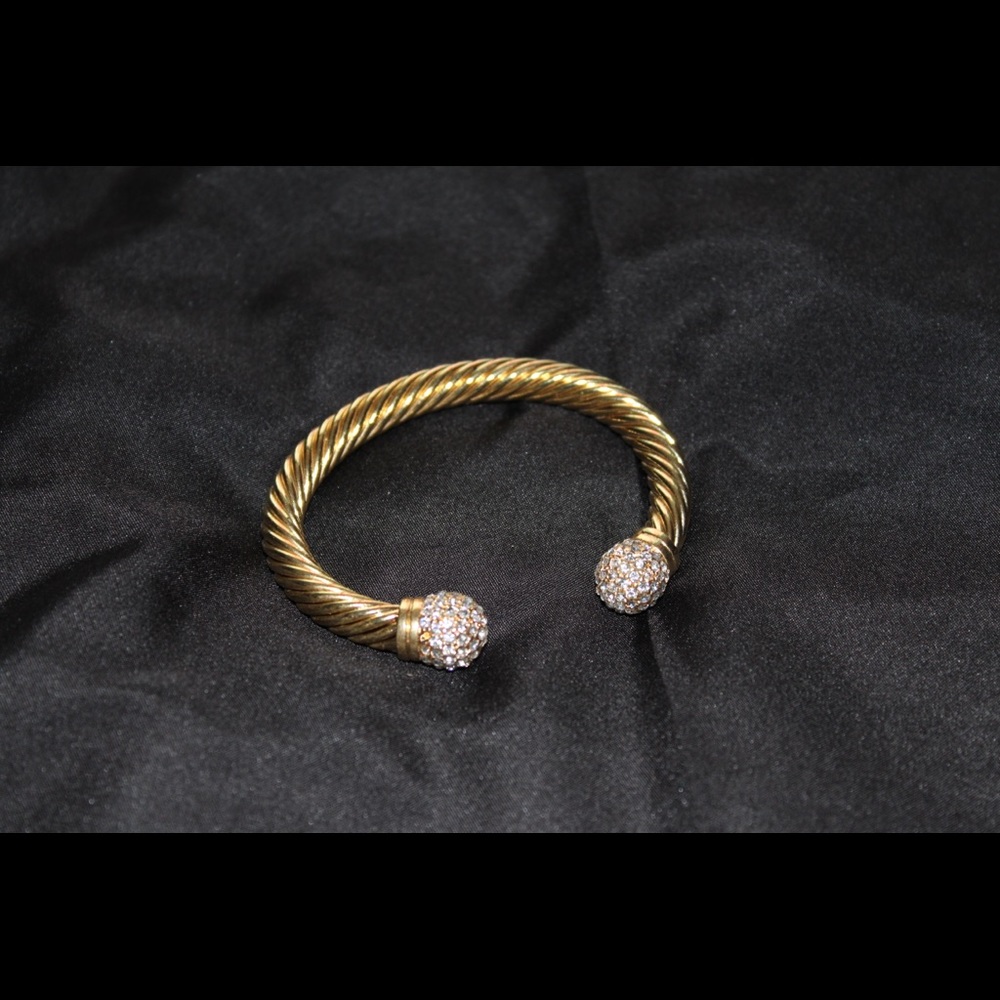 Gold Rhinestone Bangle - Picture 2 of 3