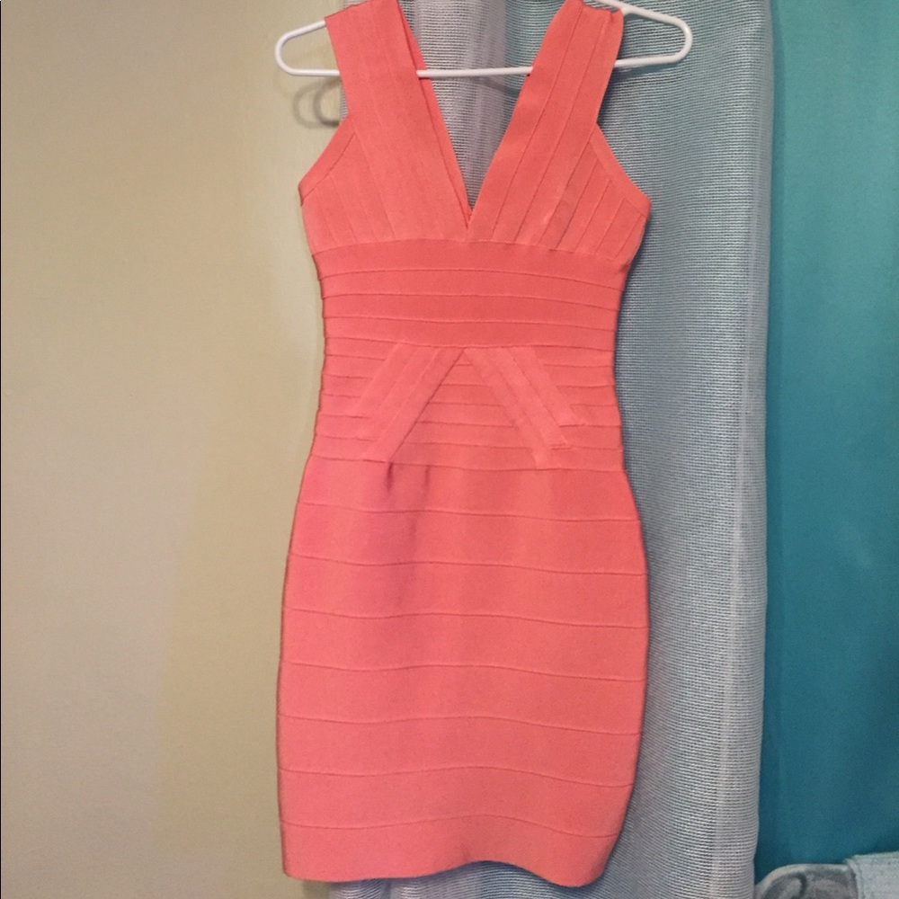 Sexy coral bandage dress