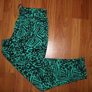 Aqua Teal Cheetah Print Harem Pants